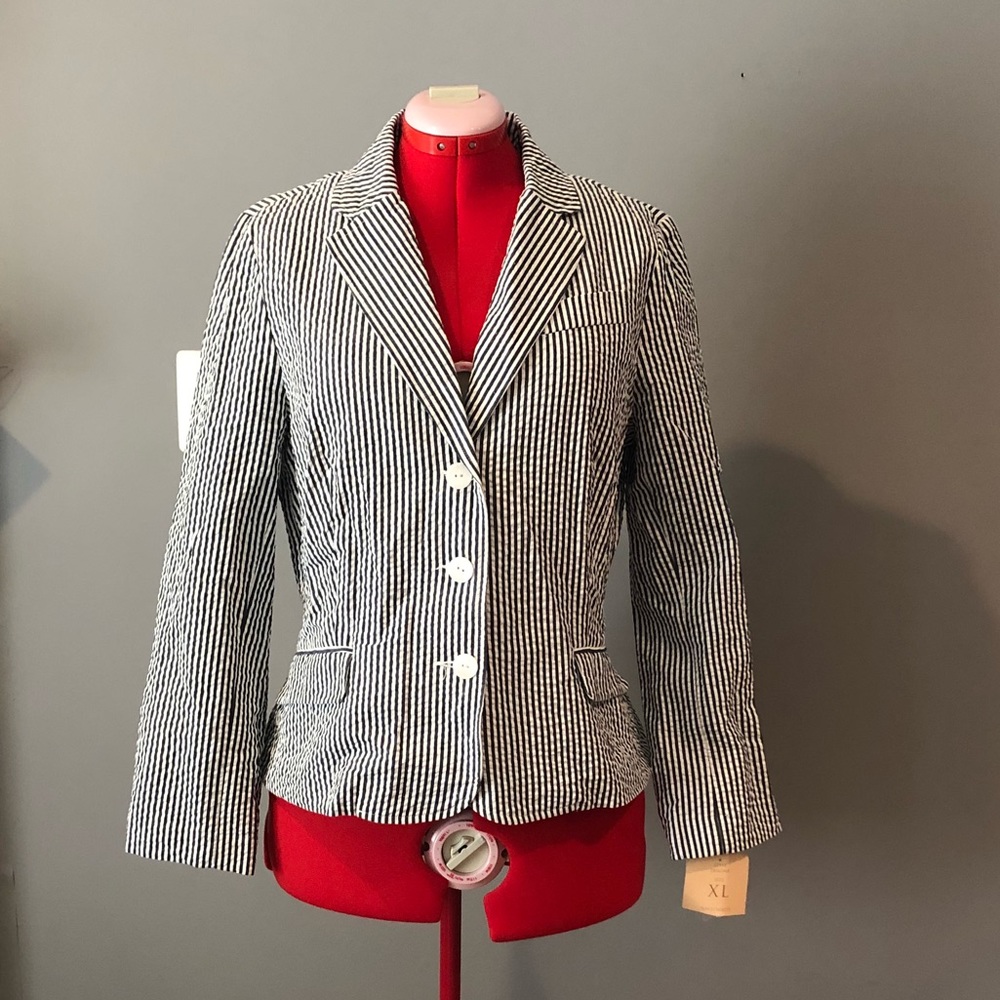 Sandro Seersucker Fitted Blazer - Sz XL; NWT